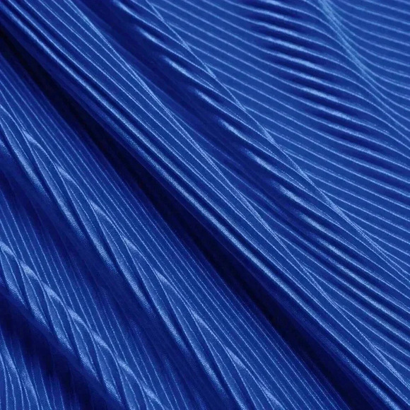 Blue Sexy Women's Plisse Cut Out Tie Backless Dress - Picture 8 of 8